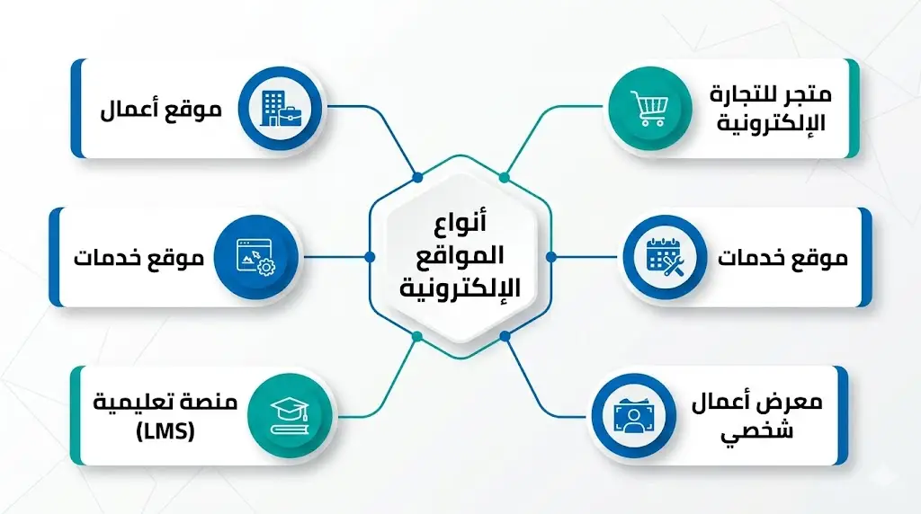 مخطط مسار القرار لاختيار أنواع المواقع الإلكترونية المناسبة